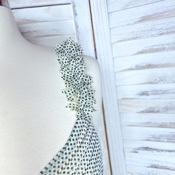 Anthropologie FOXIEDOX Light Green Black Polka Dot A Line Dress Small - Picture 4 of 7